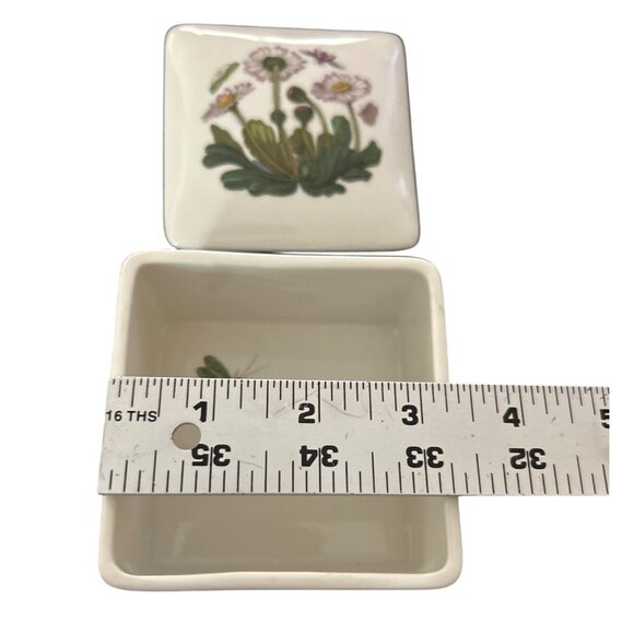 Portmeirion Botanic Garden Square Ceramic Trinket Box With Lid - Picture 8 of 9